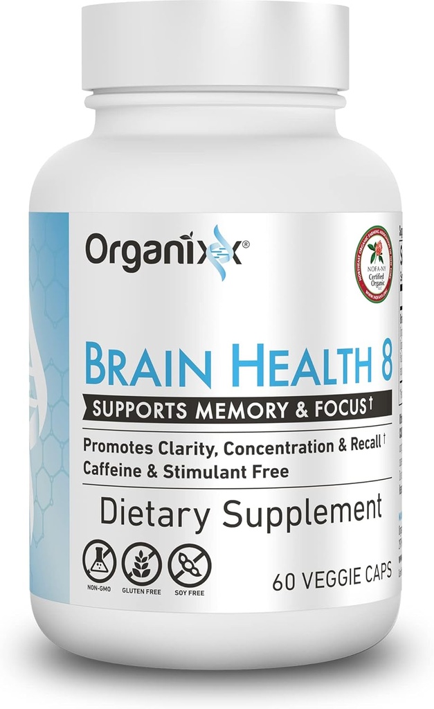 Organixxエイジレス脳機能、クラリティ、フォーカス、再開発脳細胞をサポートするための強力な脳の健康サプリメントは、バランスの取れた気分、グルテンフリー、非GMO、60ベジタリアンカプセルを促進するのに役立ちます