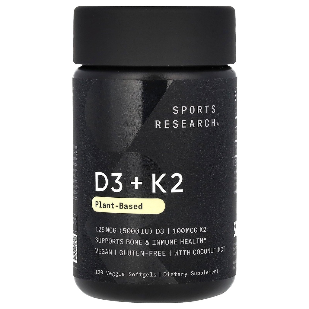 K2のSoftgelsのスポーツの研究のビタミンD3 - 植物はK2を基づかせていました & ココナッツMCTオイルとビーガンD3 5000iu - ビーガン認定, 大豆&グルテンフリー - 120カウント