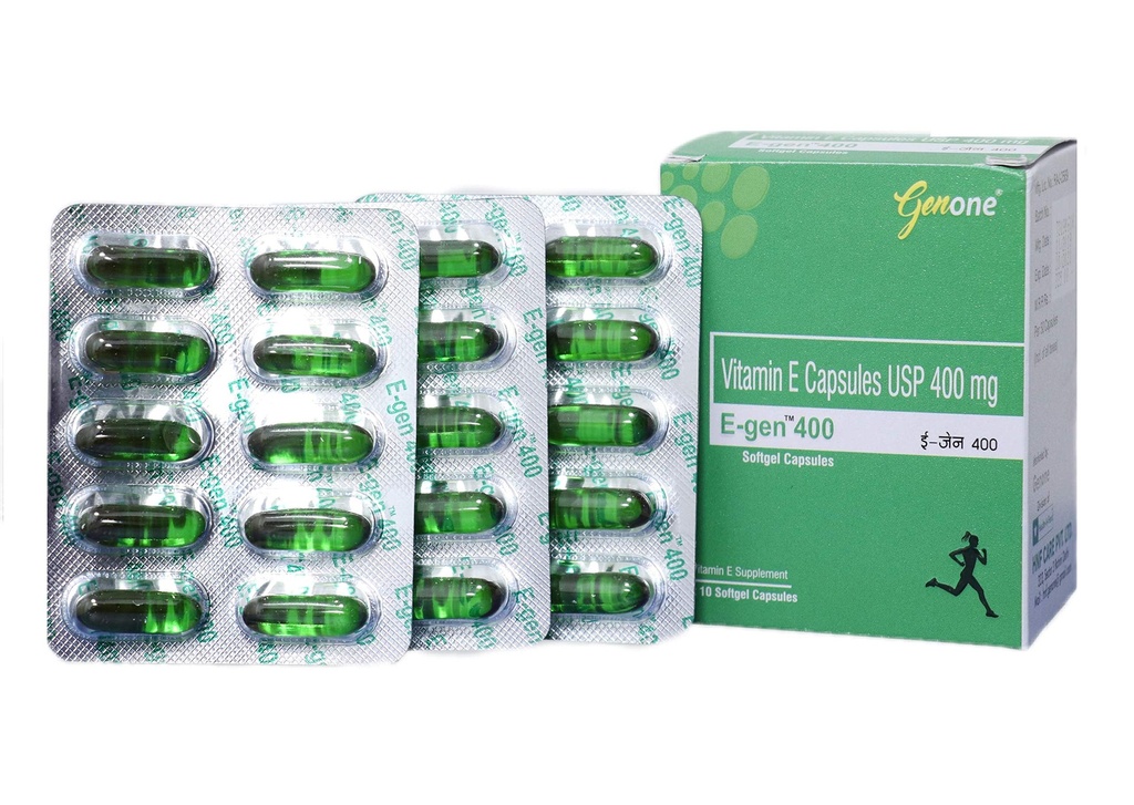 genone E-Gen 400のビタミンEのカプセルは顔、皮および毛の栄養物(30のカプセル)を遅らせます