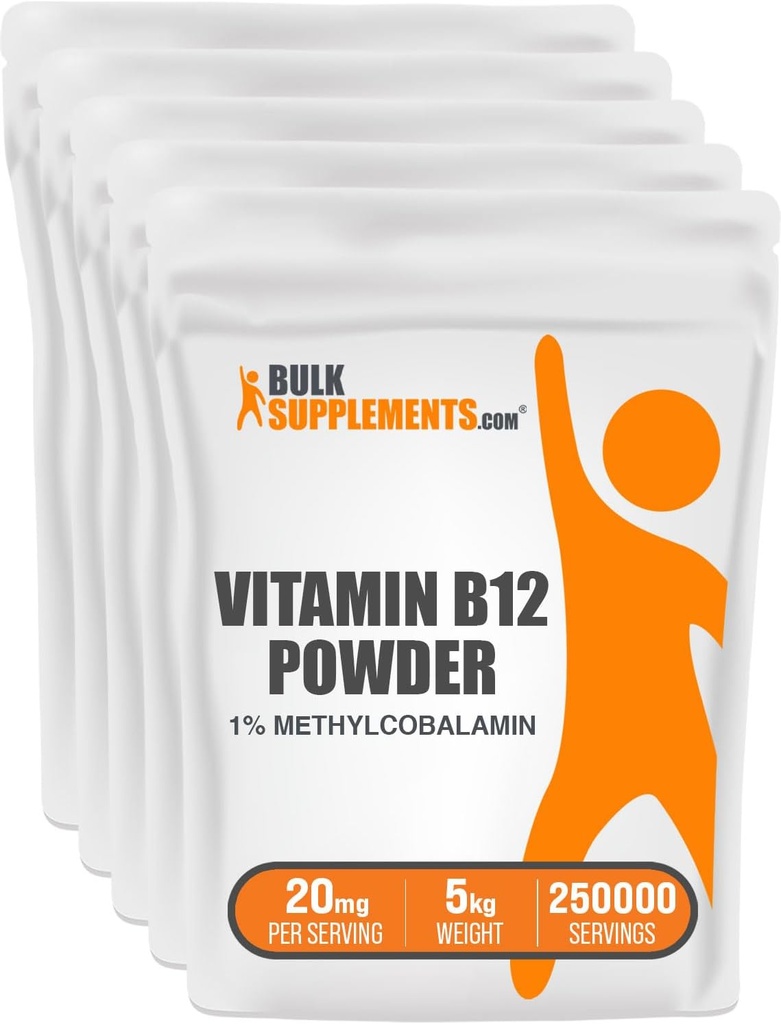 BulkSupplements.comビタミンB12メチルコバラミンパウダー - 1% B12メチルコバラミン、エッセンシャルBビタミン - B12サプリメント、グルテンフリー、サービングあたり20mg、5kg(11ポンド)(パッケージ1)