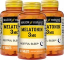 MASON NATURAL Melatonin B6&Calcium、自然な睡眠補助剤、サポート残りの睡眠、60錠(3のパッケージ)