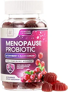 女性のガミーのための月経閉止サプリメント - ブラックコホッシュ、クランベリー3ビリオンCFUプロバイオティクス - ホットフラッシュ、ナイトスウェット、腟の健康サポートのための完全な月経後救済バランス - 60グミ