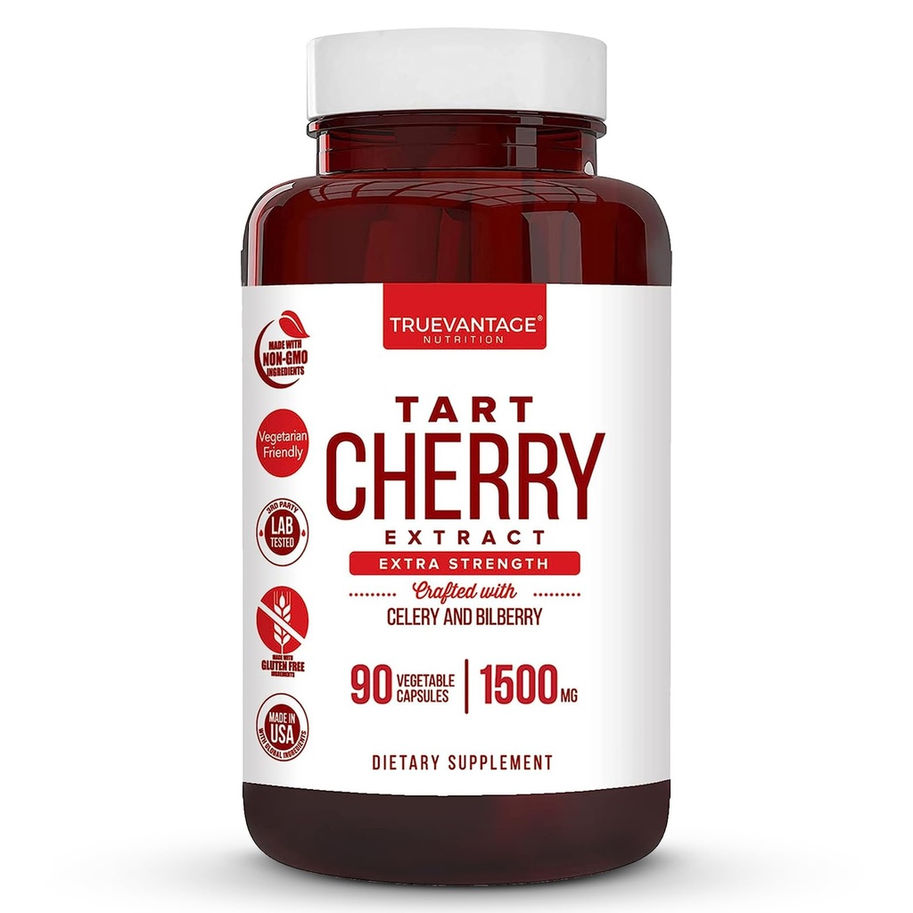 Tartチェリーエキスは、Celery Seed ExtractとBilberryと共同サポート、筋肉の回復、およびUric酸フラッシュサポート、米国製 - 90 Tartチェリーカプセル