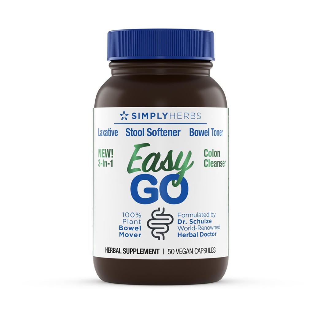Dr. Schulze's Easy Go Bowel Mover - フォーミュラされたGentle Laxative、コロントナー&スツール軟化剤  100%植物ナチュラルボエルクレンジング - レギュラーと完全な腸の動きを促進 - 50カウントビーガン