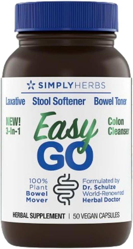 Dr. Schulze's Easy Go Bowel Mover - フォーミュラされたGentle Laxative、コロントナー&スツール軟化剤  100%植物ナチュラルボエルクレンジング - レギュラーと完全な腸の動きを促進 - 50カウントビーガン
