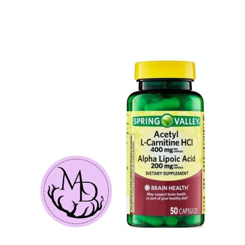 一般的なアセチルL-カルニチンHCI 400 mg +アルファリポ酸200 mgカプセルスプリングバレー、50カウント+ステッカードリストア