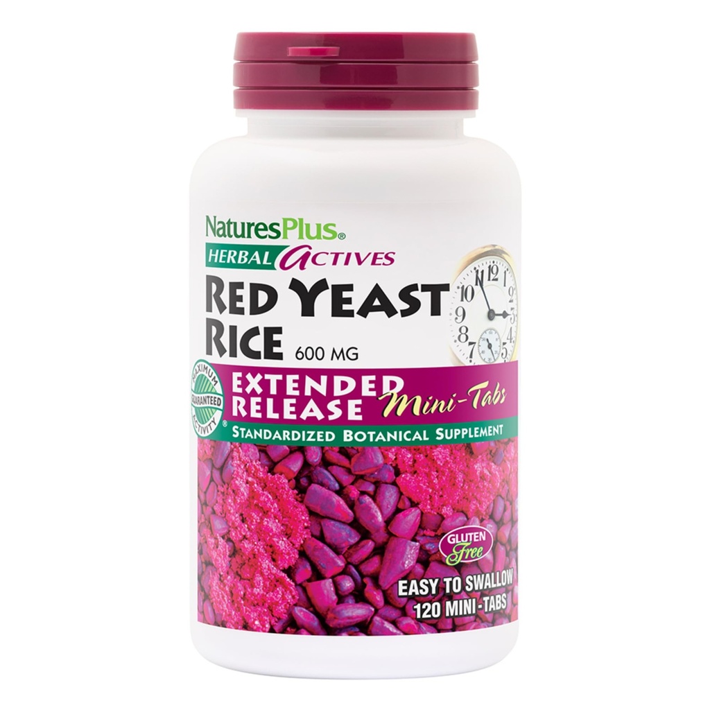 NaturesPlusハーブ活性赤イーストライス、拡張リリース - 600 mg、120ミニタブレット - ハーブサプリメント - ビーガン、ベジタリアン、グルテンフリー - 60のサービング