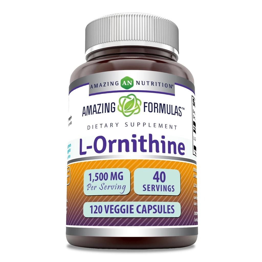 アメイジングフォーミュラ L-オルニチン 1500 Mg/サービングベジーカプセルサプリメント | 非GMO | グルテンフリー | アメリカ製 (120 カウント)