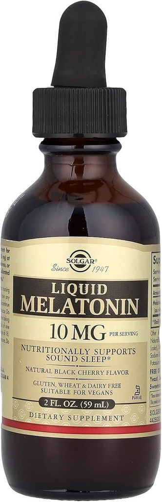 ソルガー液体メラトニン10mg、天然黒チェリー味 - 2 fl oz - ジェットラグのために素晴らしい - ビーガン、グルテンフリーでグルテン&酪農場 - 59 サービング
