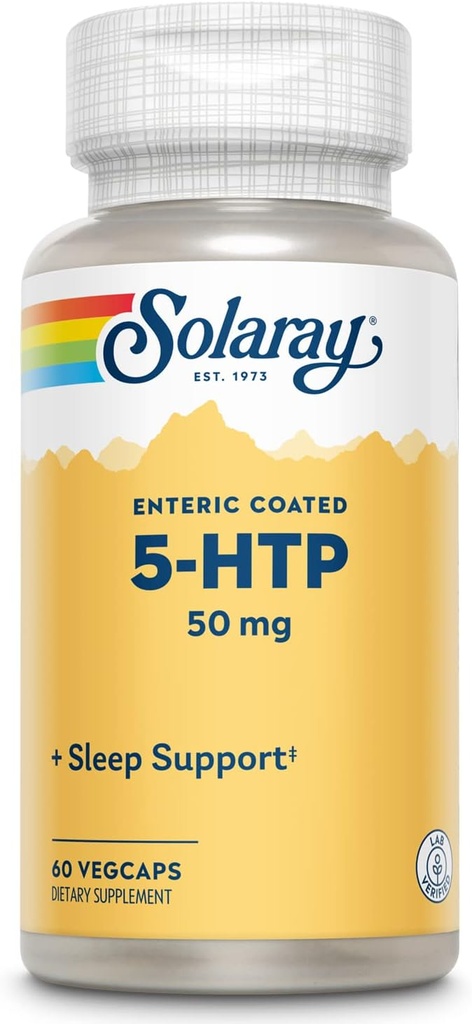 SOLARAY 5-HTP - 60 腸コーティングカプセル - 50 mg