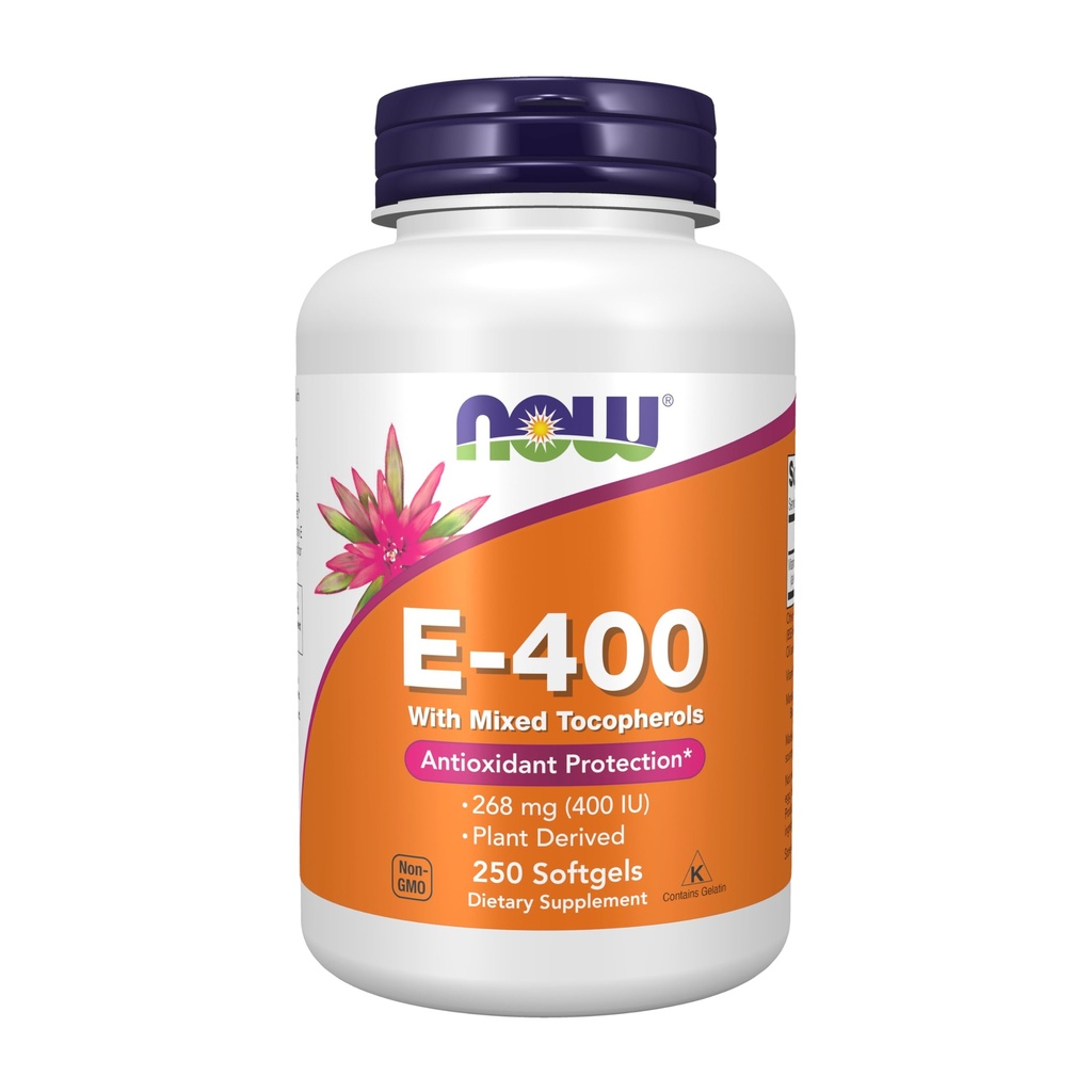 NOWの食糧補足、ビタミンE-400 IUの混合されたトコフェロール、酸化防止保護*、250のSoftgels