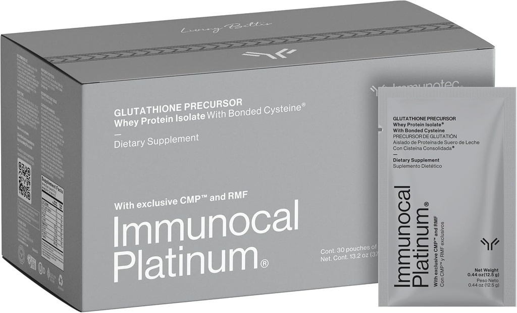 Immunocal Platinum Glutathione Precursor – Whey Protein Isolate, Anti-Aging, Skin + Cell Renewal, Immune Support, Detox + Bone Support | Fat and Sugar Free, Lactose-Intolerant Friendly | 30 Servings