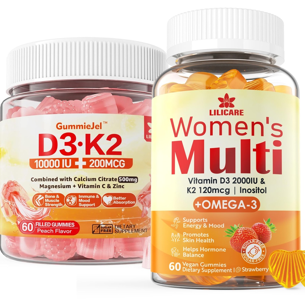 砂糖なしのビタミンD3 K2はグミー+女性のためのMultivitaminを満たしました