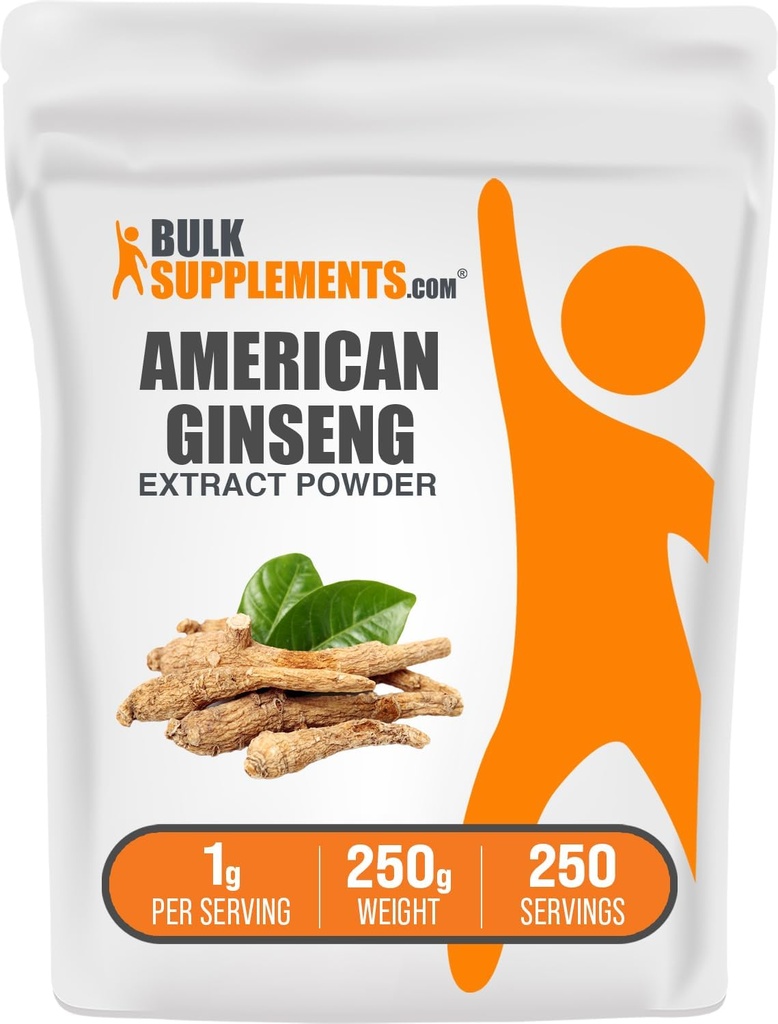 BulkSupplements.comアメリカンジンセンエキスパウダー - ジンセンサプリメント、ハーブサプリメント - グルテンフリー、1g/サービング、250g(8.8オンス)(パッケージ1)