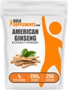 BulkSupplements.comアメリカンジンセンエキスパウダー - ジンセンサプリメント、ハーブサプリメント - グルテンフリー、1g/サービング、250g(8.8オンス)(パッケージ1)