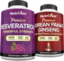 Nutriveinの優れた韓国のPanaxのGinsengの補足及びResveratrolの補足の束:頭脳、防衛、修理のための高吸収性Resveratrolのカプセル及びGinseng