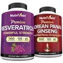 Nutriveinの優れた韓国のPanaxのGinsengの補足及びResveratrolの補足の束:頭脳、防衛、修理のための高吸収性Resveratrolのカプセル及びGinseng