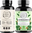 幸せな健康なHippieの喜びに満ちた気分サポート補足+有機性Ashwagandhaのストレス サポート補足