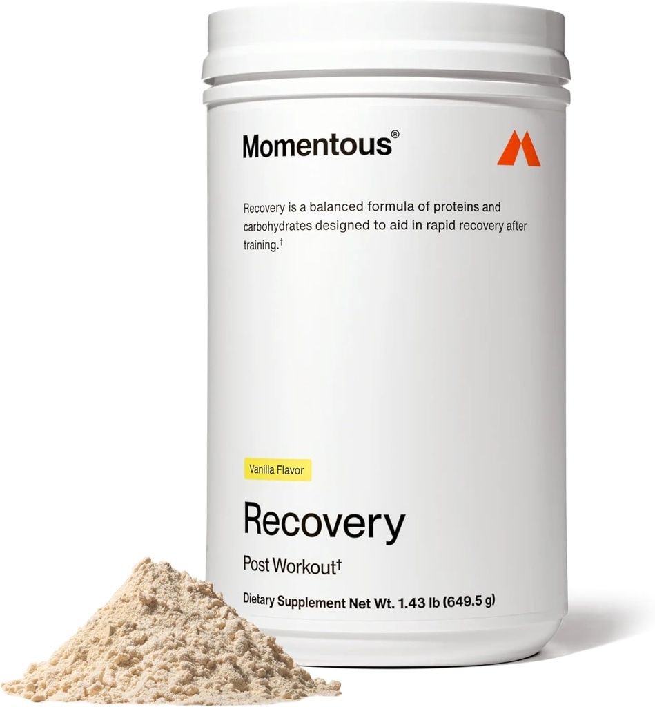 Momentous Recovery Grass-Fed Whey Protein Powder - 20 g Post-Workout Whey Isolate Protein - NSF Certified for Sport - Gluten-Free - 15 Servings - Vanilla - Package May Vary
