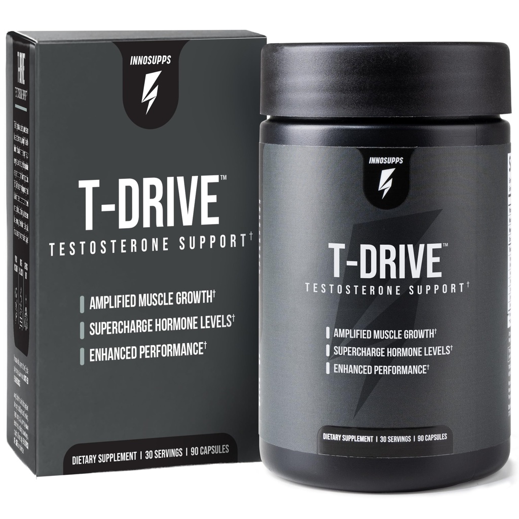 InnoSupps:T-Drive | テストステロンブースター | 増幅筋肉の成長 | KSM-66 Ashwagandha, Boron, Fenugreek | 90カプセル