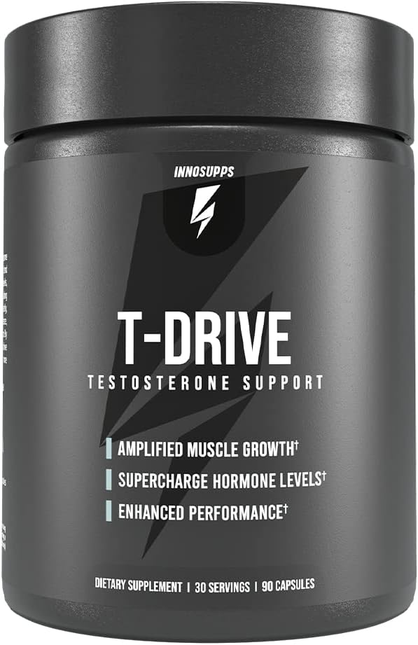 InnoSupps:T-Drive | テストステロンブースター | 増幅筋肉の成長 | KSM-66 Ashwagandha, Boron, Fenugreek | 90カプセル