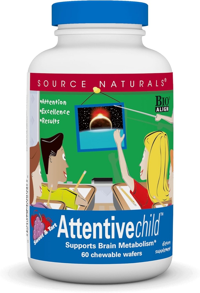 Source Naturals の魅力的な子供 - アクティブな子供のための健康的な認知栄養素 - DMAE、マグネシウム、亜鉛、ブドウ種子エキスで焦点と注意を改善しました - 60 咀嚼可能なウェーハ。