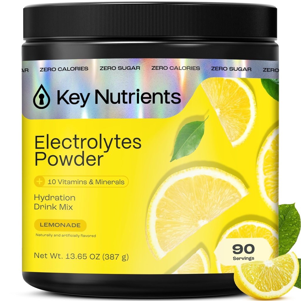 KEY NUTRIENTS Multivitamin の電解質の粉 砂糖無し-Lemonade の電解質の粉-ナトリウム及びエネルギー補足-水和の粉-カロリー- 90 のサービング-米国製