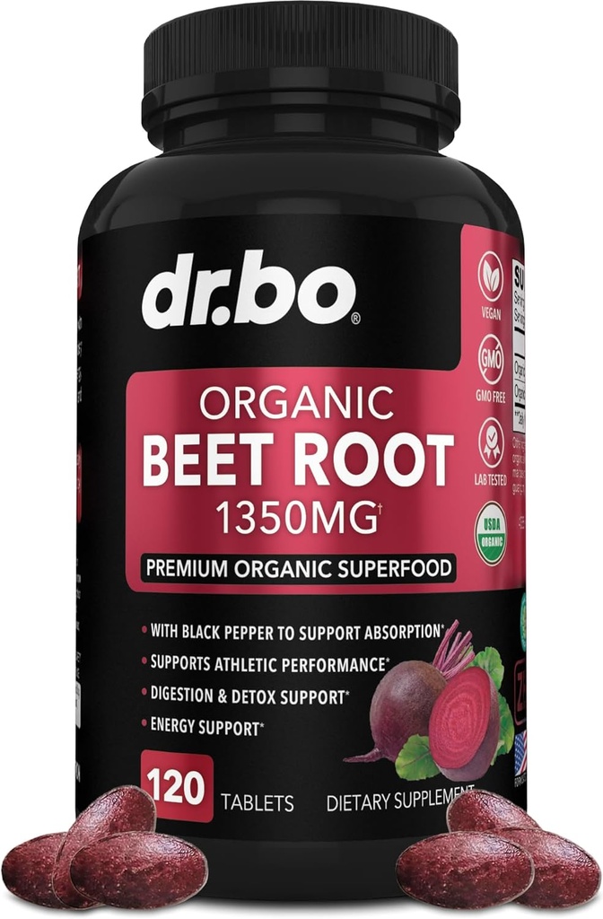 Organic Beet Root Capsules Supplements - 1350mg Beetroot Powder Extract Pills, Organic Beet Root Powder Supplement, Super Nitric Oxide Beets High Circulation Total Vitamins Support - 120 Beets Tablets