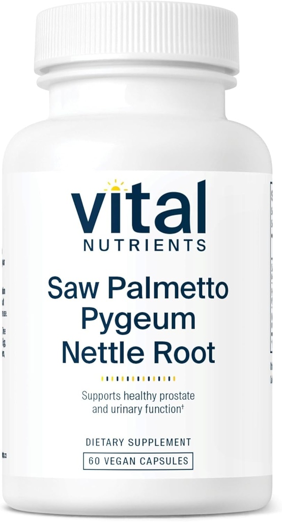 Vital Nutrients Saw Palmetto with Pygeum & Nettle Root - Vegan Saw Palmetto for Men Supports Healthy Prostate Function* - Gluten, Dairy, Soy Free - 60 Capsules