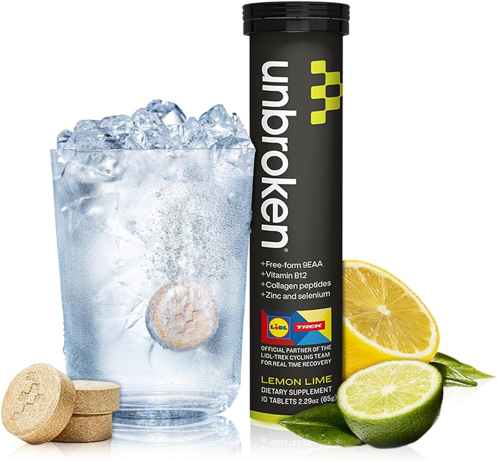 UNBROKEN 9EAA/BCAAの回復タブレット(60%のFREE-FORM/40% Di-及びTri-Peptides)、より速い回復のためのアミノ酸の補足及びより少ない筋肉痛、人及び女性のためのポスト及びプレワークアウト、10のサー。、レモン ライム