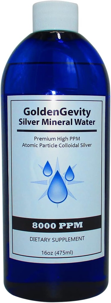 8000 PPM Bioactive Atomic Colloidal Silver, 16 oz | Non-Toxic, Non-GMO Trace Mineral Immune Support Supplement