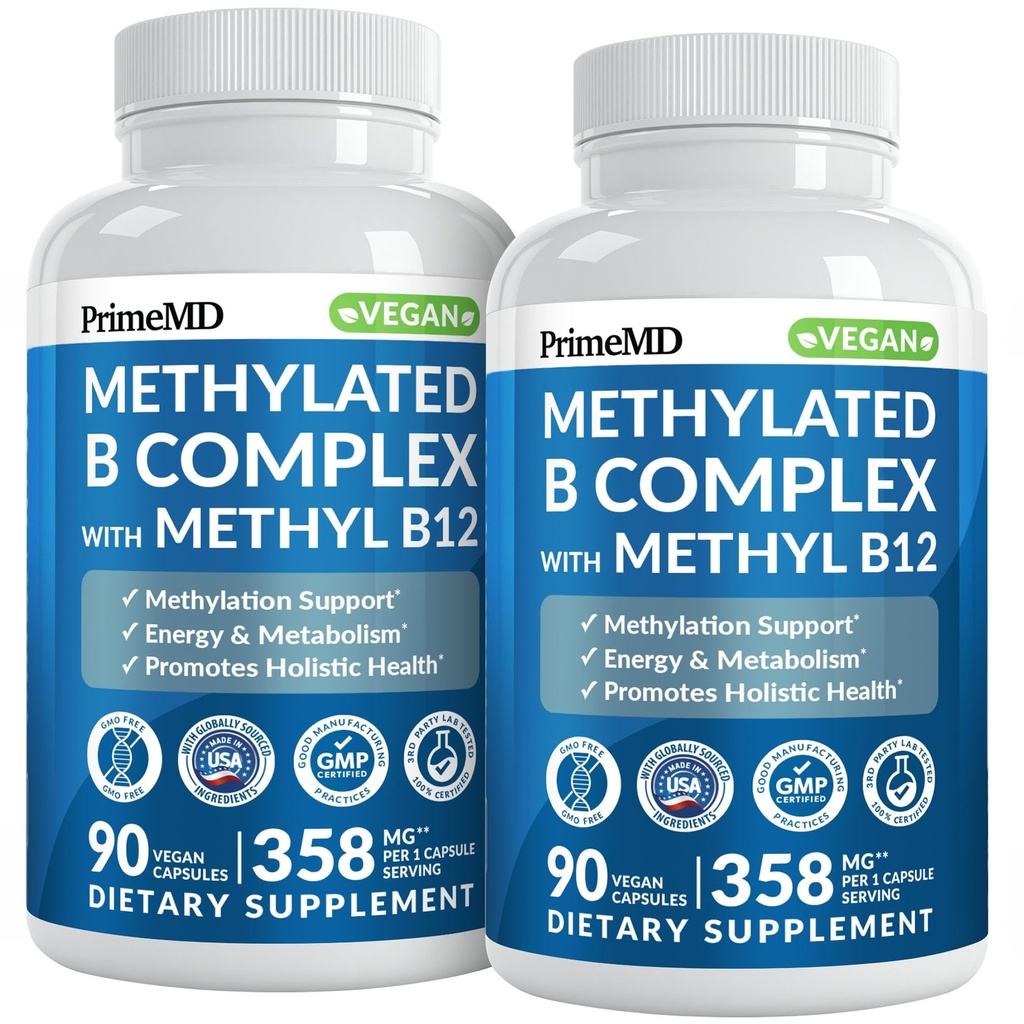 Methylfolate および B12 の Methylcobalamin が付いているメチル化された B のコンプレックス 1000 mcg - エネルギー、頭脳機能およびウェルネスのためのメチル化された Multivitamin - 男性及び女性のためのビタミン B のコンプレックス(180 のサービング、パック 2)