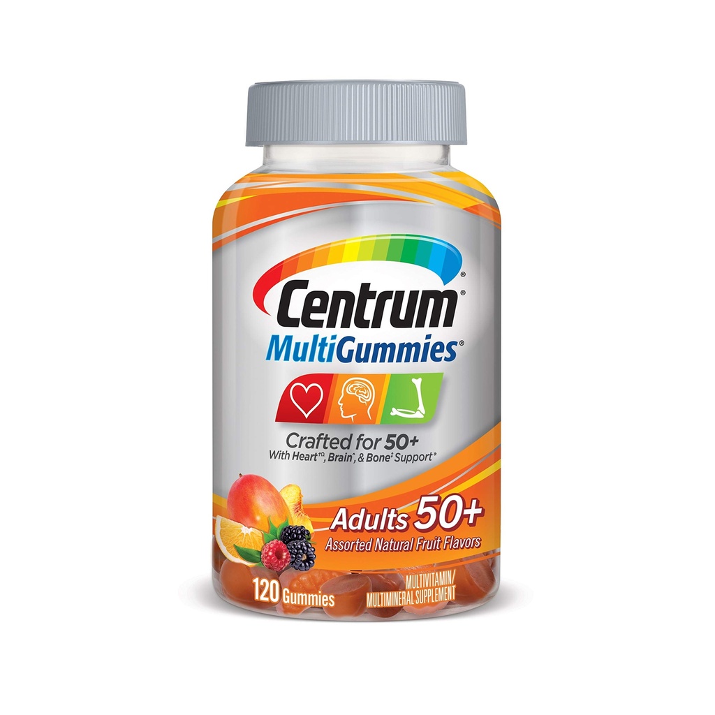 大人50のプラス、分類された味、フルーツ、120の計算のためのCentrumのMultivitamin Gummy