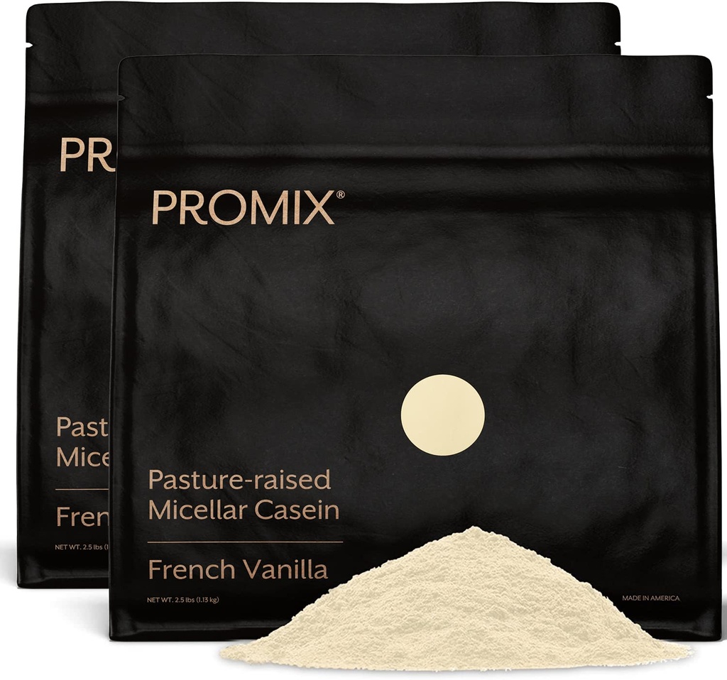 ProMix栄養カゼインプロテインパウダー - 草フェッド、牧草上げ、スローリリース25g Micellar Casein - 5.4g BCAAsグルテンフリー、砂糖フリー、大豆フリー - バニラ、5lb