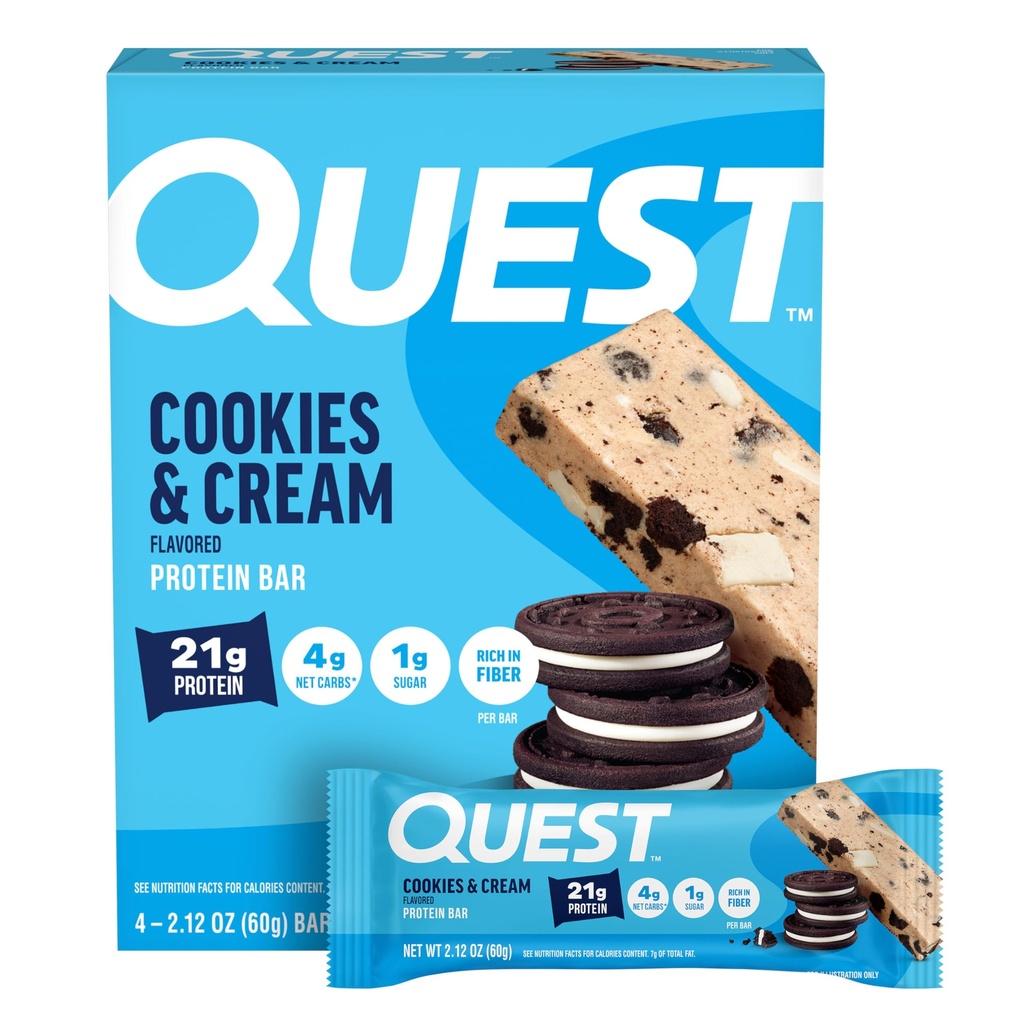Questの栄養物のクッキー及びクリームの蛋白質棒、21g蛋白質、4g純炭水化物、1g砂糖、グルテンフリー、Ketoの友好的、4の計算