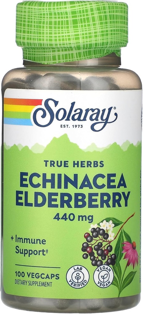 SOLARAY EchinaceaとElderberryカプセル、440 mg | 100カウント