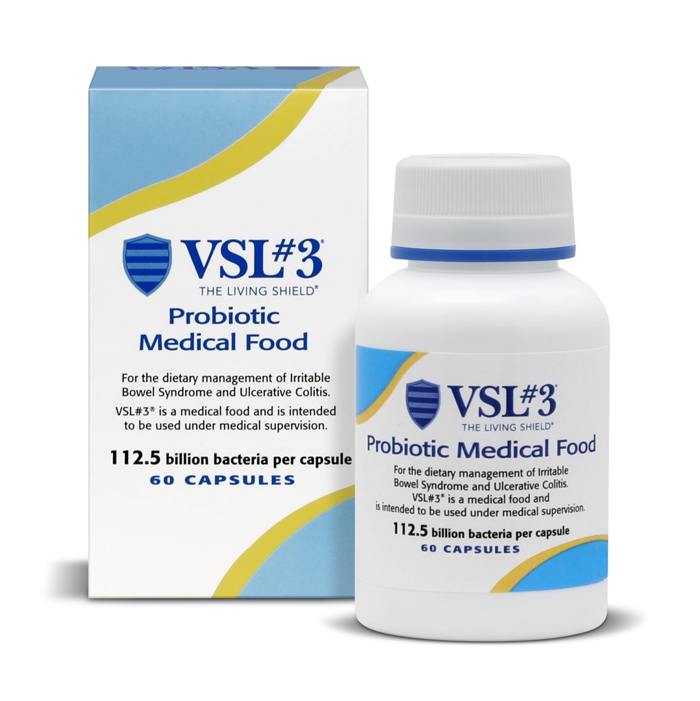 VSL #3® 消化器の健康のためのプロバイオティクス, IBS & UC 症状 - 112.5B CFUs, 高周波, 多緊張, ライブ, 冷やされたプロバイオティック, 男性と女性の腸の健康サポートのための医学食品, 60 カプセル