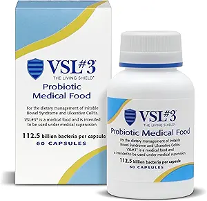 VSL #3® 消化器の健康のためのプロバイオティクス, IBS & UC 症状 - 112.5B CFUs, 高周波, 多緊張, ライブ, 冷やされたプロバイオティック, 男性と女性の腸の健康サポートのための医学食品, 60 カプセル