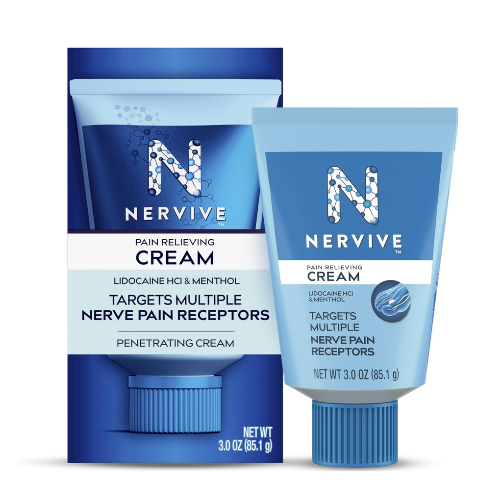 Nervive の痛みはクリーム、最高の強さの非Greasy の Topical 苦痛を取り除きます Lidocaine および TOES、フィート、指、手、足及び腕、3.0oz のための Menthol と Reliever