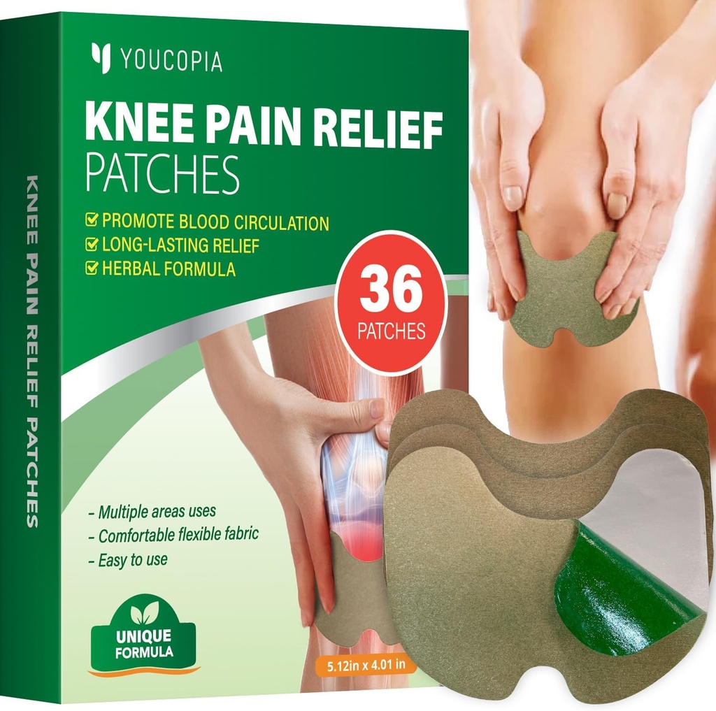 YOUCOPIA Kneeの痛みの軽減パッチ: 長続きがする筋肉および接合箇所の救助のための36の計算の自然な草の緩和のり-Mugwort関節炎熱パッチのキット