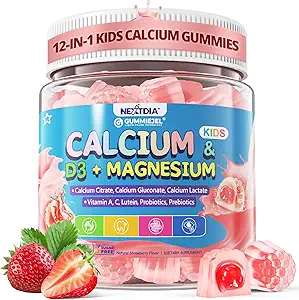 子供のカルシウム ガミー+ D3及び4のためのマグネシウム、Calciumのクエン酸塩のカルシウム グルコン酸塩、乳酸カルシウム、子供の骨の健康、筋肉サポート、消化の健康、砂糖の自由な60Ctsのためのプロバイオティクス及びプレバイオティクス