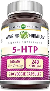 アメイジングフォーミュラ 5-HTP (Hydroxytryptophan) サプリメント | サービングごとの100 Mg | Veggie Capsule | Non-GMO | グルテンフリー | アメリカ製(1パック、240カウント)