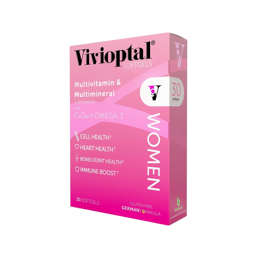 Vivioptal Women, 30カプセル, CoQ10 & Omega-3, Multivitamin & Multimineral, Gluten Free, ドイツ式