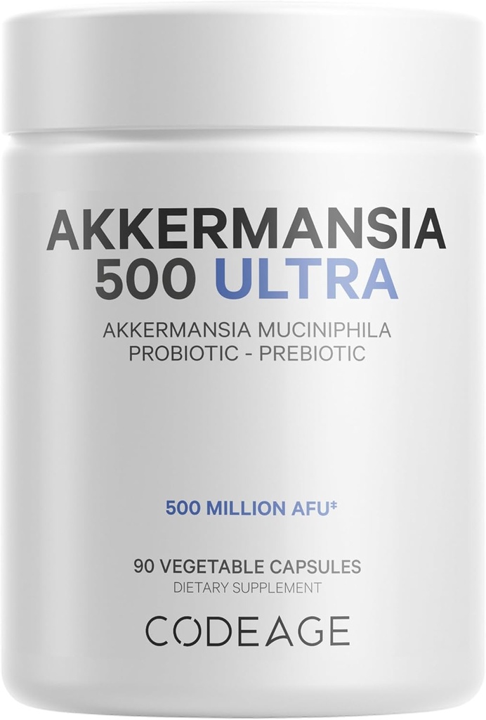 Codeage Akkermansia Muciniphila Probiotic Ultra - High-Potency 500M AFUs Akkermansia Probiotic Supplement - 毎日のプロバイオティクスとプレバイオティック、シックインリンを強化 - 3-ヶ月の供給 - 90カプセル