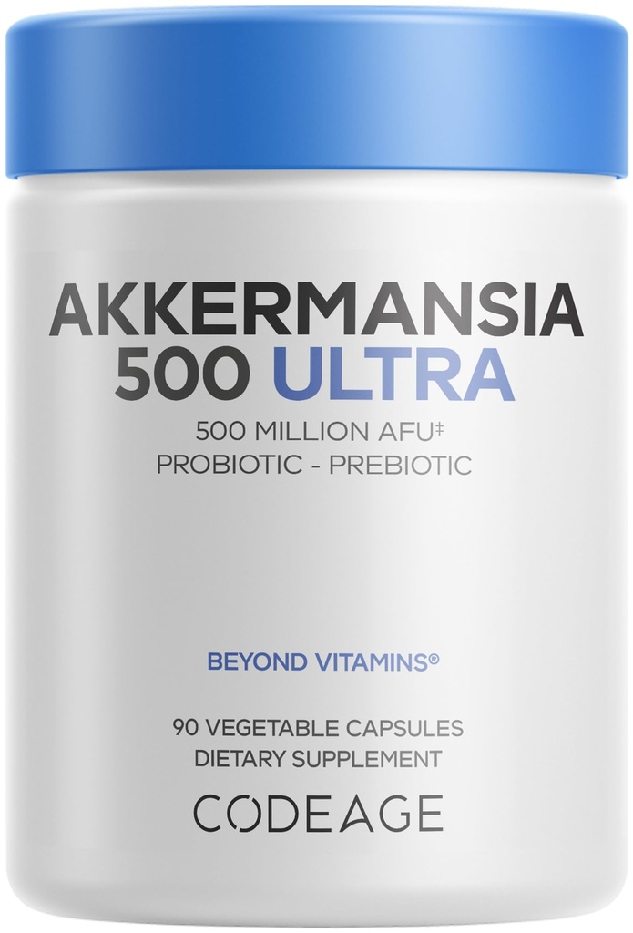Codeage Akkermansia Muciniphila Probiotic Ultra - High-Potency 500M AFUs Akkermansia Probiotic Supplement - 毎日のプロバイオティクスとプレバイオティック、シックインリンを強化 - 3-ヶ月の供給 - 90カプセル