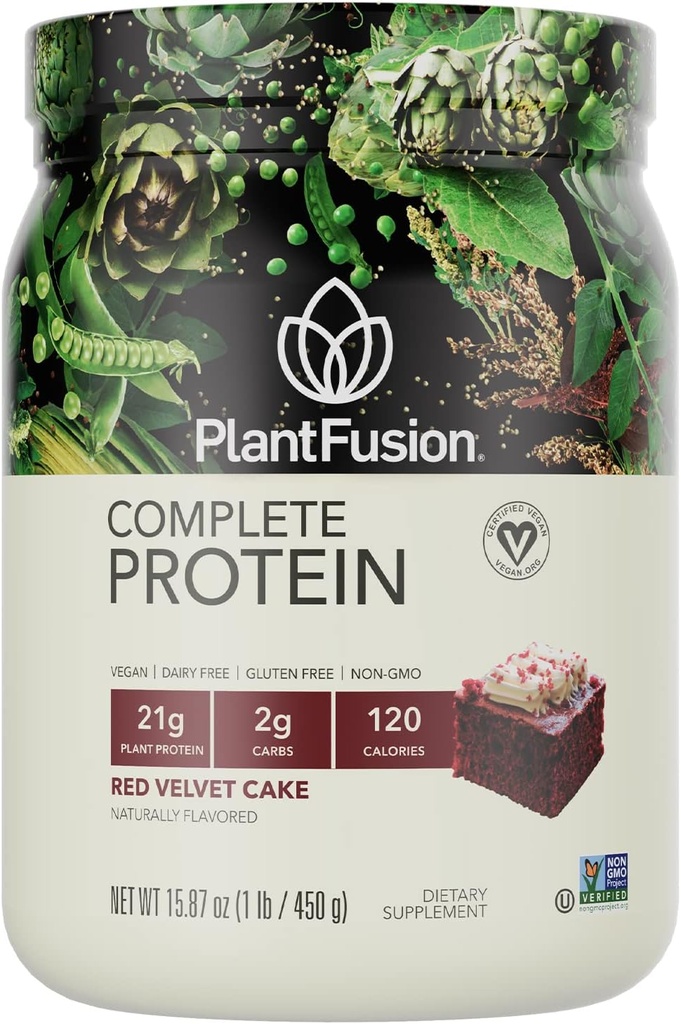 PlantFusion完全ビーガンプロテインパウダー - BCAA、消化酵素とエンドウ豆タンパク質 - Keto、グルテンフリー、大豆フリー、非酪農場、砂糖、非GMO - 赤いビロード1ポンド