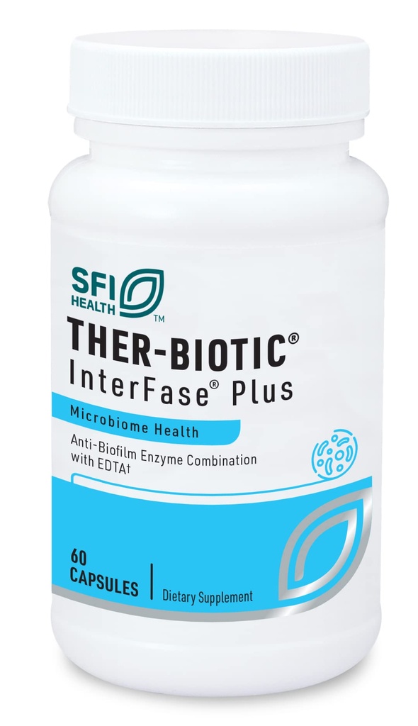 Klaire Labs SFI Health Interfase Plus - Biofilm Matrix + EDTA - Gastrointestinal System, Gut Flora, Biofilm & Detox サポート (60 カプセル)