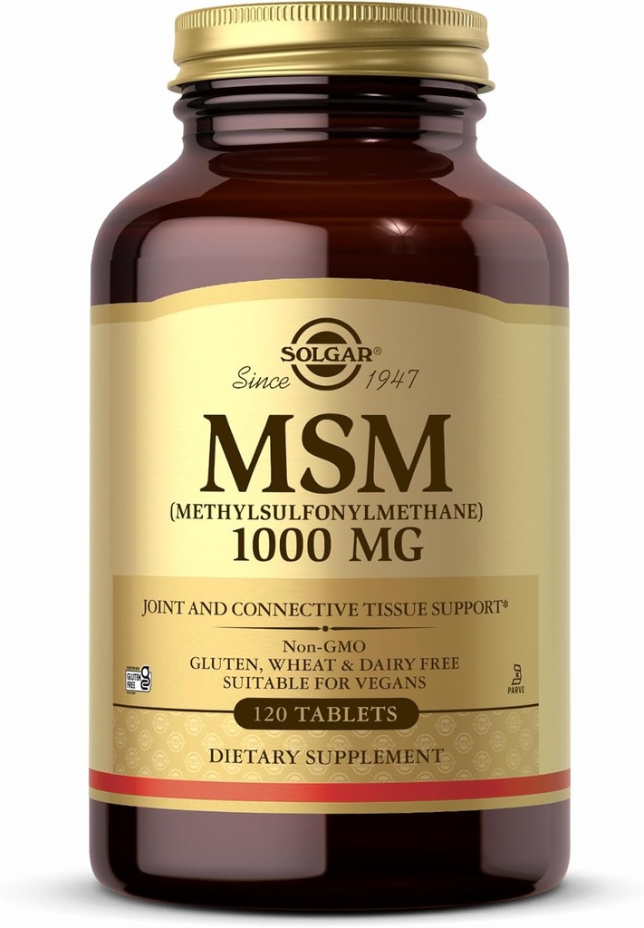 ソルガーMSM 1000 mg - 120錠 - 関節とコネクティブティッシュをサポート - 非GMO、ビーガン、グルテンフリー、乳製品無料、コーシャ - 120便