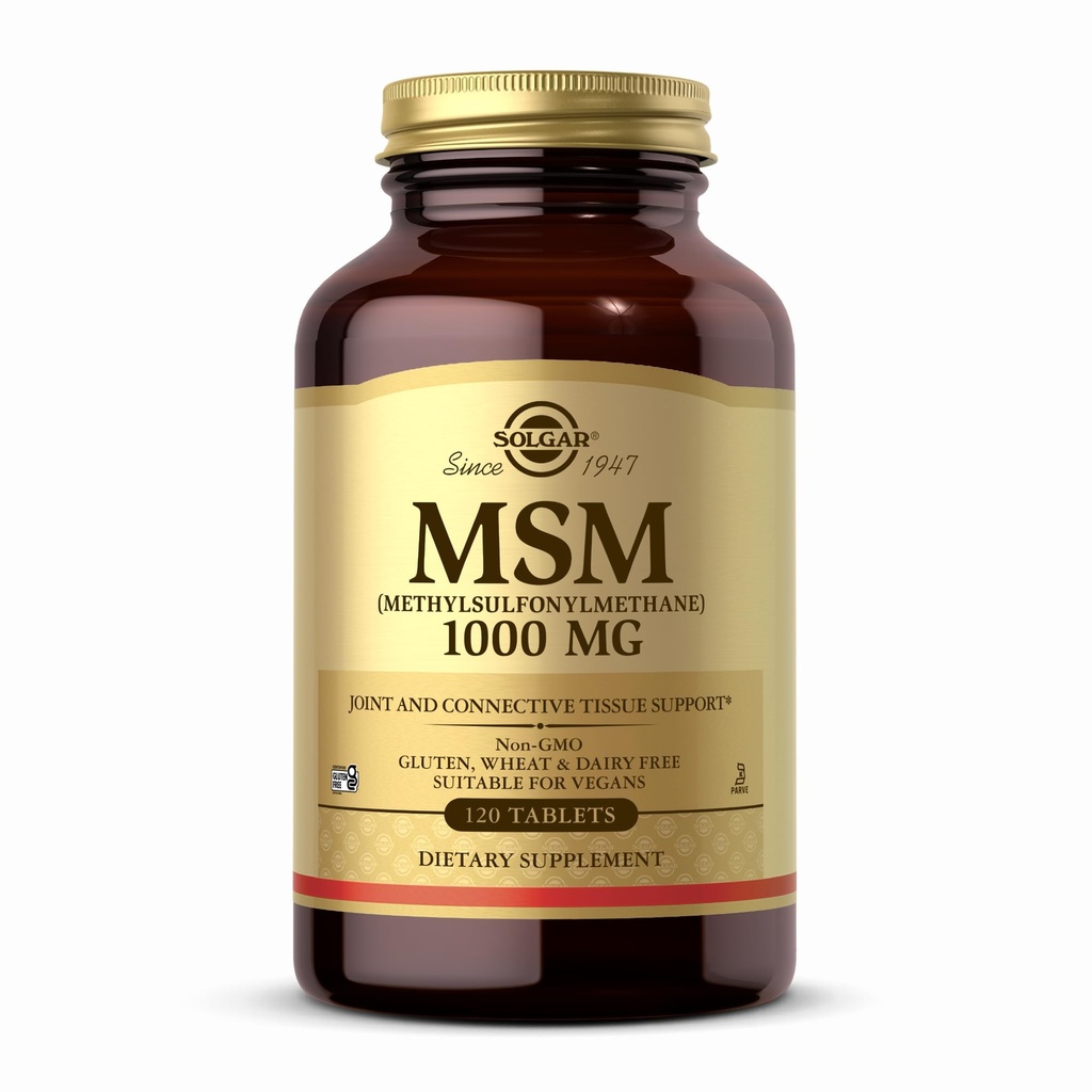 ソルガーMSM 1000 mg - 120錠 - 関節とコネクティブティッシュをサポート - 非GMO、ビーガン、グルテンフリー、乳製品無料、コーシャ - 120便