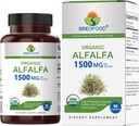 Brieofoodオーガニックアルファルファ1500mg、45サービング、ベジタリアン、グルテンフリー、90ベジタリアンタブレット